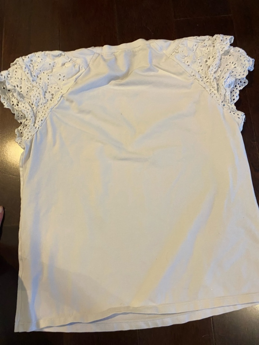 Veronica Beard Women's White Eyelet Sleeve Tee - Picture 5 of 5